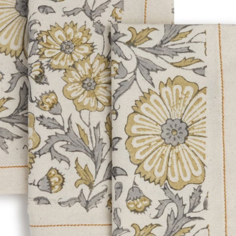 Hand Block Printed Cotton Napkins, Set of 4 | 18″×18″ | Embellish | Zinnia